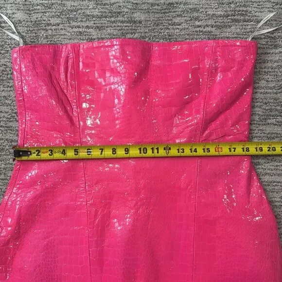 NWT Retrofete Kimora Crocodile Embossed Leather Mini Dress XL Revolve Pink - Picture 10 of 15